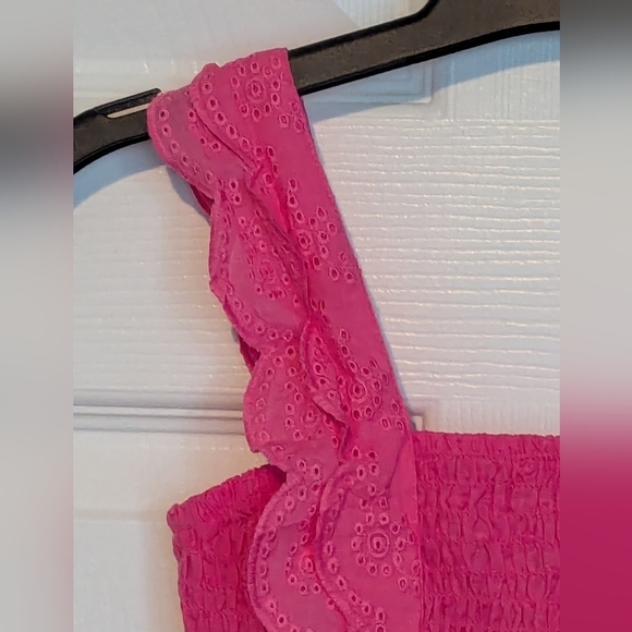 BCBG Girl (Size 10) Pink Smocked Ruffled Cotton Romper/Dress/Skort - Picture 3 of 7